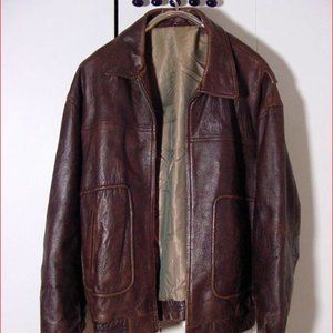 Vtg 80's Spiegel Distress Brown Leather Bomber Jacket Sz XLT /2XLT